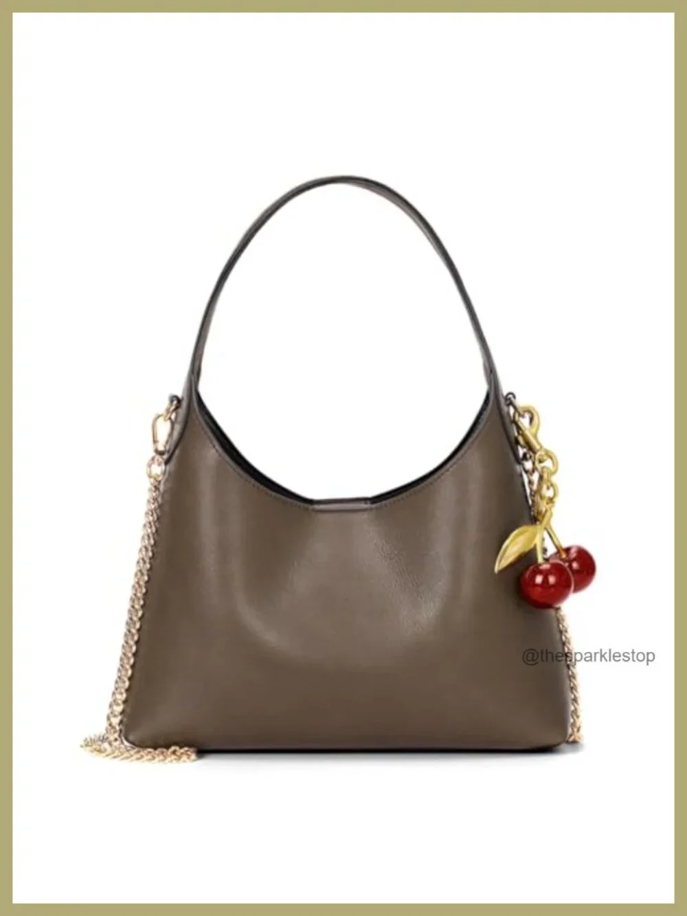 Small Hobo Bag for Women Faux Leather Cherry Pendant Chain Crossbody Shoulder